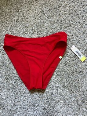 Red Women's Bikini Bottom - Classic High Leg Mid Rise